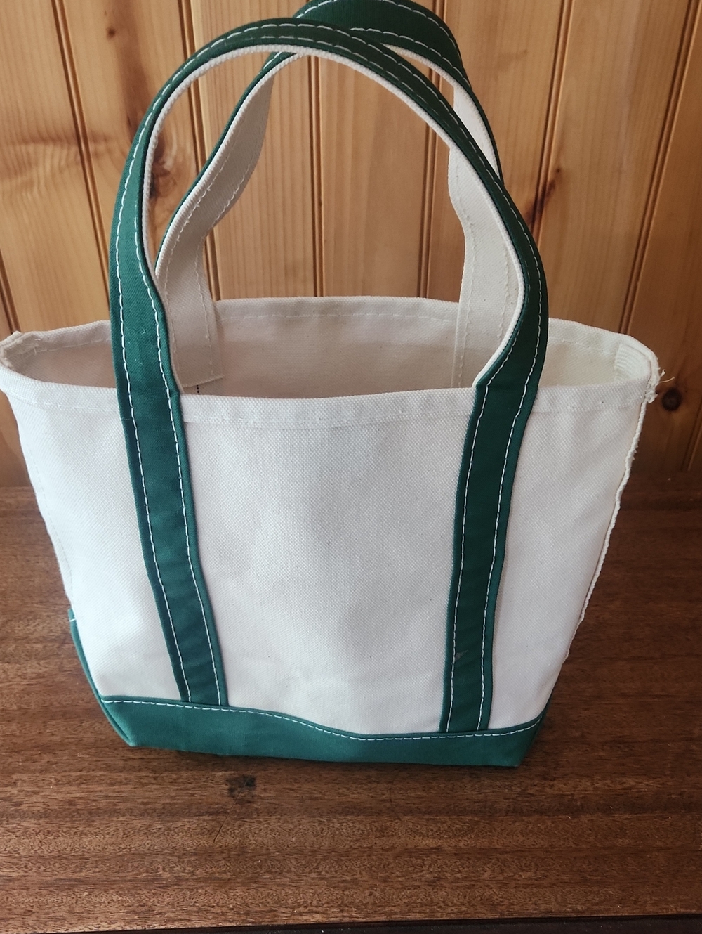 Small Embossed LLBean Boat&Tote Bag10x9 Green Trim